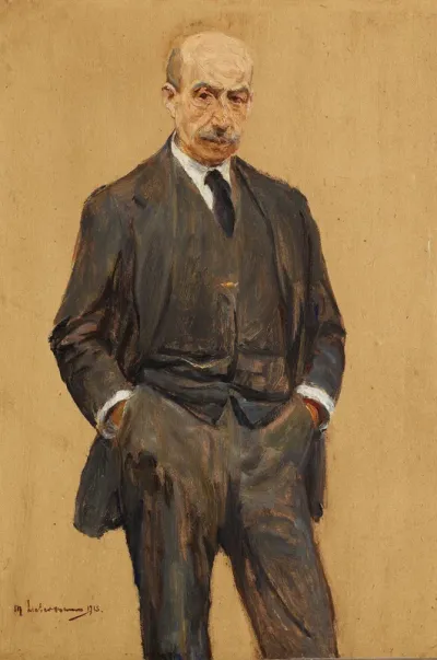 Self-portrait, standing in three-quarter figure, both hands in trouser pockets (Selbstbildnis, stehend in Dreiviertelfigur, beide Hände in den Hosentaschen)