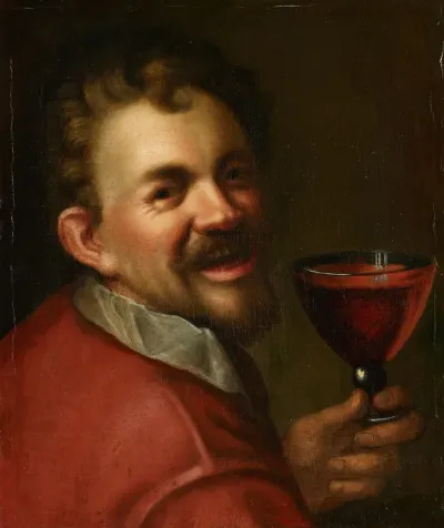 Self portrait with a glass of wine