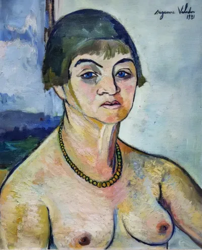 Self portrait with bare breasts