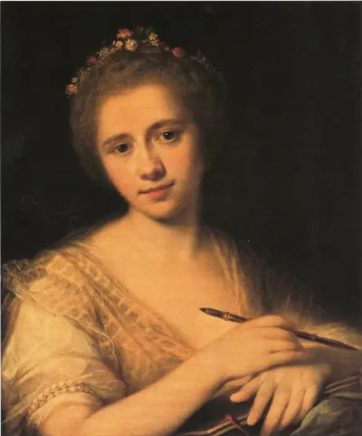 Self-portrait with flower-wreath