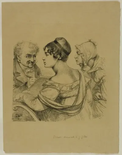 Self-Portrait with Two Young Ladies