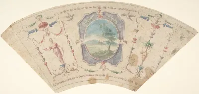 Semi-Circular Design with Grotesques and a Central Medaillon containing a Landscape