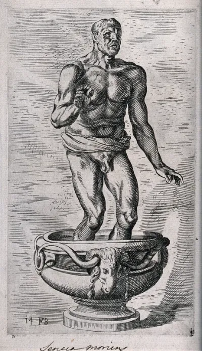 Seneca preparing his own death in a bath