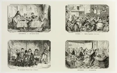 September – Michaelmas Gander from George Cruikshank's Steel Etchings to The Comic Almanacks: 1835-1853 (top left)
