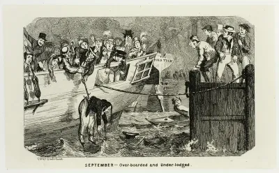 September - Over-Boarded and Under-Lodged from George Cruikshank's Steel Etchings to The Comic Almanacks: 1835-1853