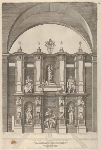 Sepulchre of Julius II, from "Speculum Romanae Magnificentiae"