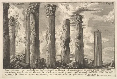Seven columns of the Temple of Juturna with Corinthian capitals . . . (Sette colonne con capitelli corinti spettanti al Tempio di Giuturna . . .)
