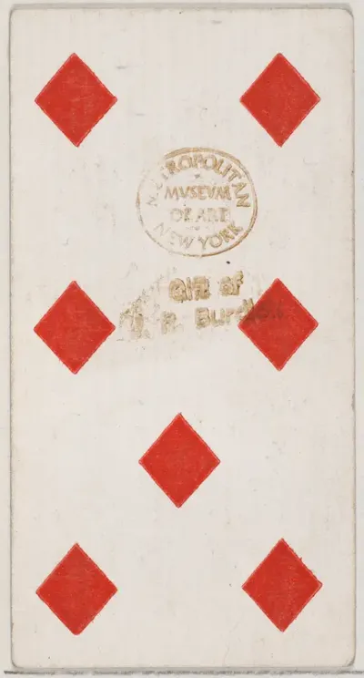 Seven Diamonds, from the Playing Cards series (N84) to promote Turkish Cross-Cut Cigarettes for W. Duke, Sons and Co.