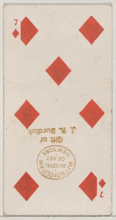 Seven Diamonds (red), from the Playing Cards series (N84) for Duke brand cigarettes
