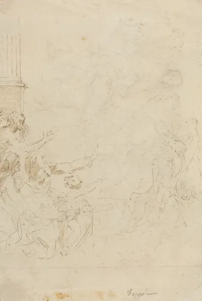 Seven Figures Witnessing an Ascension [verso]