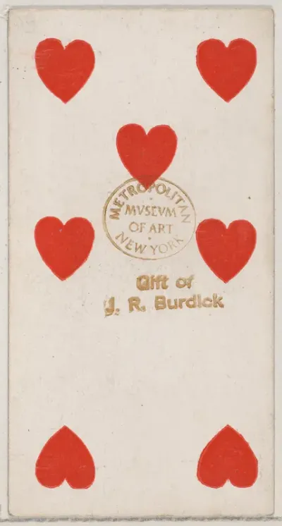 Seven Hearts, from the Playing Cards series (N84) to promote Turkish Cross-Cut Cigarettes for W. Duke, Sons and Co.