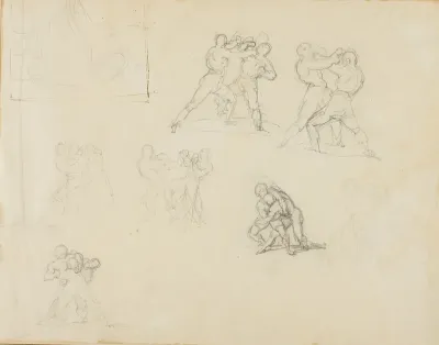 Seven Sketches of Pairs of Boxers or Wrestlers