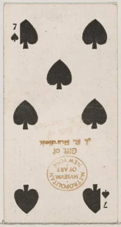 Seven Spades (black), from the Playing Cards series (N84) for Duke brand cigarettes