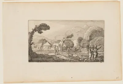 Several Men on Path Before a Farm, from Twelve landscapes with Figures