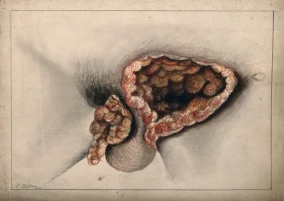 Severely diseased scrotum and groin area
