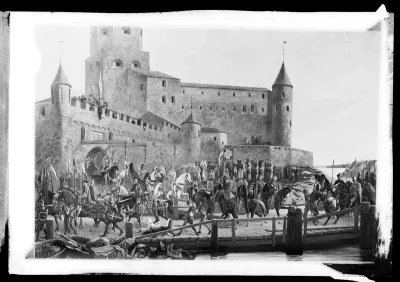 Severin Falkman: "Kaarle Knuutinpoika Bonde lähdössä Viipurin linnasta Tukholmaan kuninkaanvaaliin 1448" vuodelta 1886