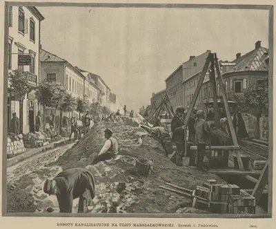 Sewerage construction at Marszałkowska Street in Warsaw