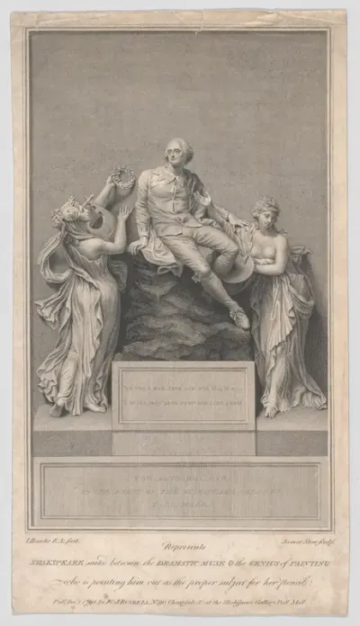 Shakespeare Seated Between the Dramatic Muse and the Genius of Painting, from "Boydell's Shakespeare Gallery"