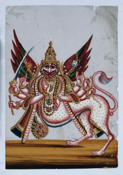 Sharabha, with eight arms and the body of a winged lion