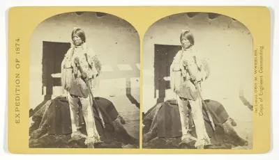 Shee-zah-nan-tan, Jicarilla Apache Brave in characteristic Costume, Northern New Mexico, No. 42 from the series "Geographical Explorations and Surveys West of the 100th Meridian"