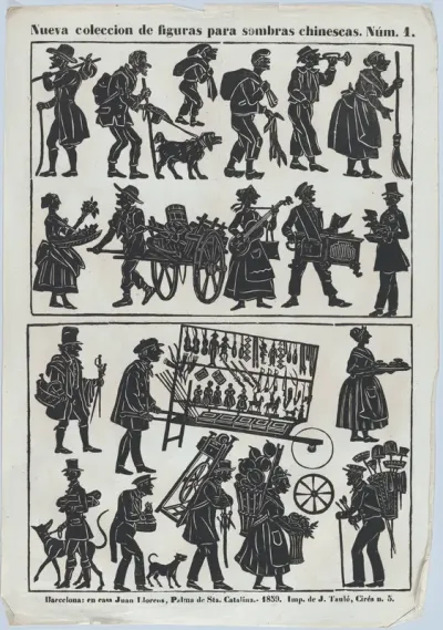 Sheet 1 of figures for Chinese shadow puppets