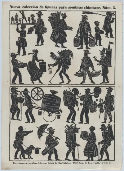 Sheet 3 of figures for Chinese shadow puppets