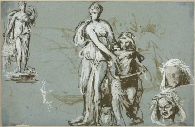 Sheet of Sketches for a Monument to Dante (recto); Cupid and Psyche (verso)