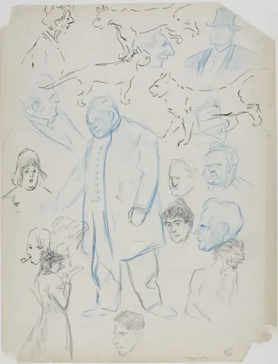 Sheet of Sketches: Men, Women and Cats (recto); Sheet of Sketches: Men and Women (verso)