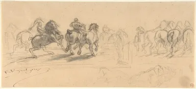 Sheet of Studies for "The Horse Fair"