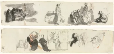 Sheet of Studies with a Group of Four Figures to the Right (recto) Sketches of Various Figures (verso)