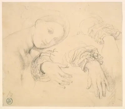 Sheet of Studies with the Head of the Fornarina and Hands of Madame de Senonnes