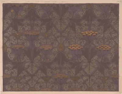 Sheet of Wallpaper with Umbellifers, Butterflies, and Dragonflies