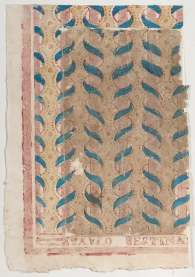 Sheet with blue and pink abstract pattern