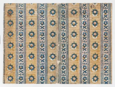 Sheet with five borders with floral and striped patterns