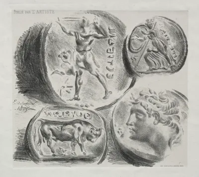 Sheet with Four Antique Medals