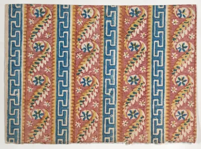 Sheet with Greek key and paisley pattern