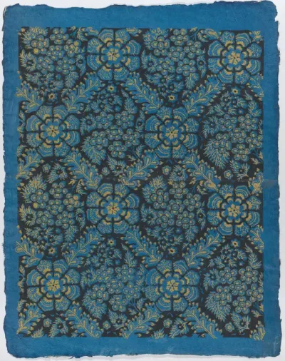 Sheet with overall black and gold floral pattern