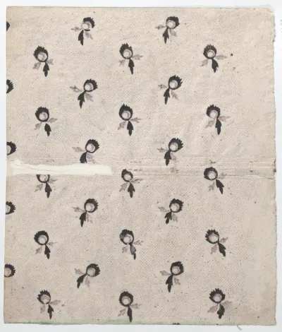 Sheet with overall dot and floral pattern