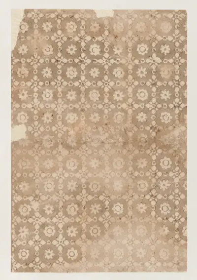 Sheet with overall floral and geometric pattern