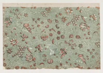 Sheet with overall floral and vine pattern with dots