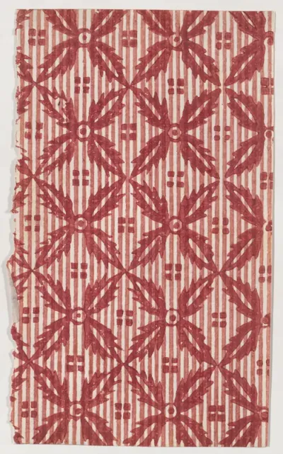 Sheet with overall floral pattern with striped background