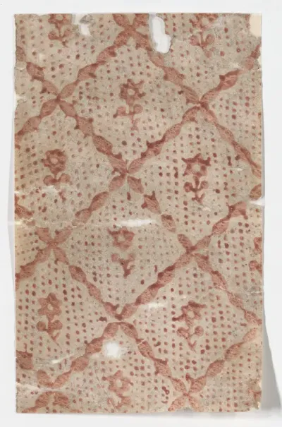 Sheet with overall lattice pattern with dots and  flowers