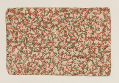 Sheet with overall orange and green abstract pattern