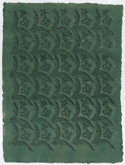 Sheet with overall pattern of leaves and flowers