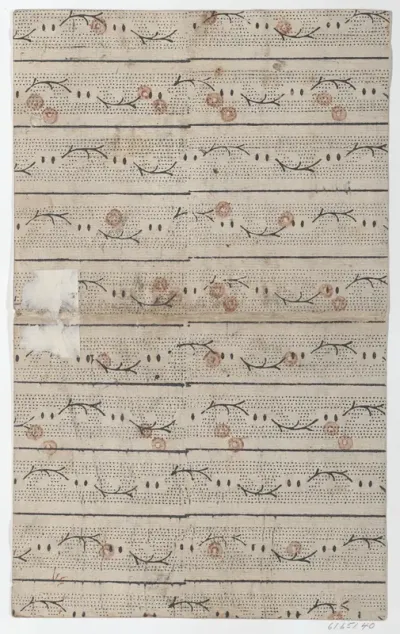 Sheet with overall vine and dot pattern