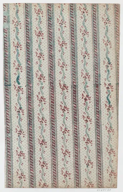 Sheet with overall vine and dot pattern
