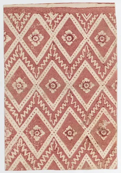 Sheet with red diamond and zigzag pattern