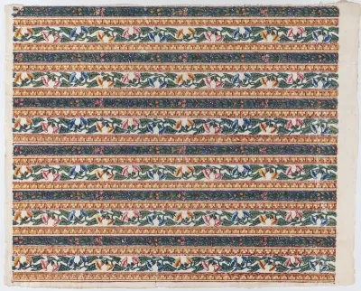 Sheet with six borders with vines and flower designs