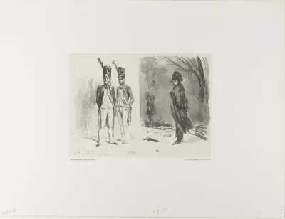 Sheet with Sketch (Grenadier of the Guard, Napoleon in a Bivouac)
