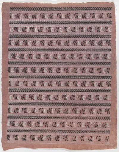 Sheet with ten borders with floral patterns on pale pink background